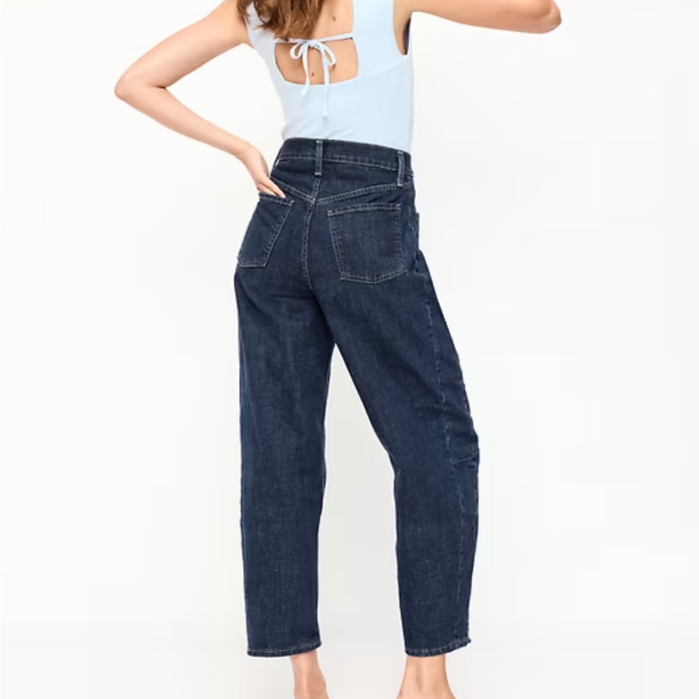 Old Navy Dark Blue Barrel Jeans - Picture 2 of 3